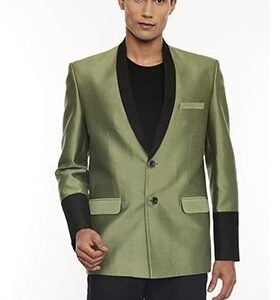 Green And Black Two Button Blazer For Men