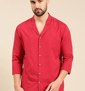 Red Malai Cotton Shirt For Men