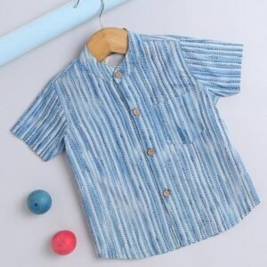 Blue Stripes Cotton Shirt For Boys