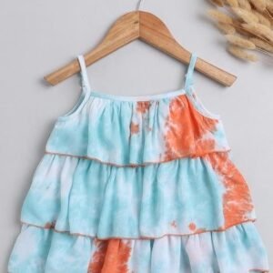 Blue Dyed Cotton Tops For Girls