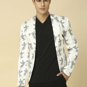 White Bird Printed Blazer With Front Pocket For Men