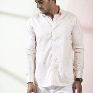 Peach Bird Printed Naturist Shirt For Men