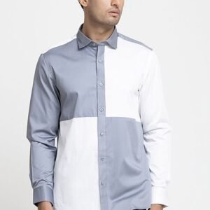 Grey Patchwork Palette Shirt For Men
