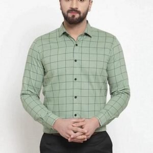 Pista Green Printed Cotton Shirt For Men