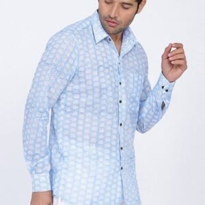 Blue Lotus Handblock Printed Shirt