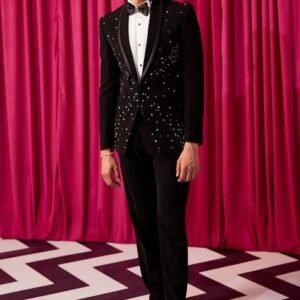 Black Embroidered Onyx Tuxedo Set For Men
