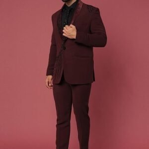 Wine Satin Tuxedo For Men