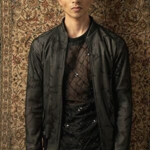 Black Embroidered Lycra Jacket And Kurta For Men