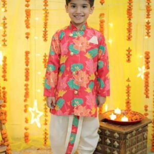 Pink Printed Kurta With Dhoti Pants (Set of 2)