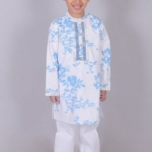 Blue Floral Print Kurta With Pajama (Set of 2)