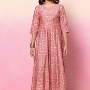 Pink Foil Jaal Print Anarkali Kurta