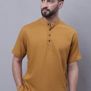 Brown Plain Pure Cotton Kurta For Men
