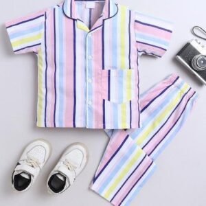 Multicolor Printed Cotton Shirt Pant Set For Boys