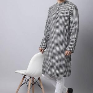 Multi Checked Cotton Kurta For Men