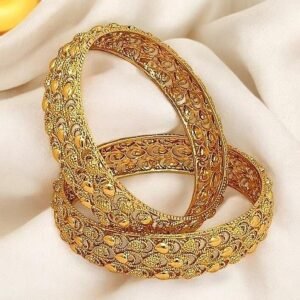 Set Of 2 Gold Plated Filigree Design Bangle Set