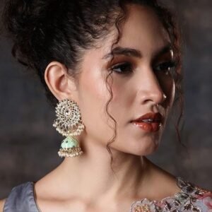 Gold Plated Meenakari Kundan Dome Shaped Jhumkas