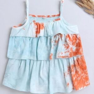 Blue Dyed Rayon Tops For Girls