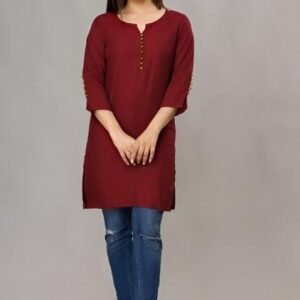 Maroon Solid Roman Silk Top
