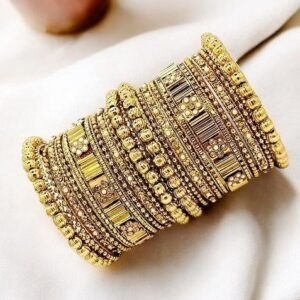 Gold Plated Stone Studded Handcrafted Chuda Set