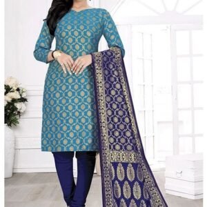 Blue Woven Banarasi Silk Kurta Set